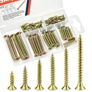 60pcs High Hardness Wood Screws Assortment Kit, Includes Flat Head Coarse Thread Screws In #4 X 1/2"
