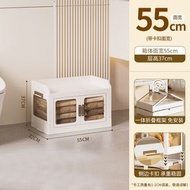 折疊收納櫃 免安裝大容量兒童衣櫃 雙開門雜物儲物櫃 簡約帶輪收納箱（平行進口）（快遞送貨上門）