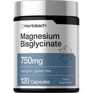 A143Trendy Youth Pick Horbäach Magnesium Bisglycinate 750mg 120 Capsules Non‑GMO Gluten‑Free Gentle 