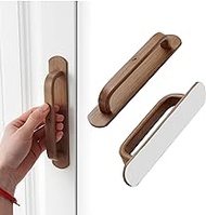 CcHhyyt 2 Pack Self-Stick Handle Wood Like Cabinet Handle Aluminum Pull with Adhesive Replacement Handle Pull for Fridge Drawer Cupboard Wardrobes Sliding Doors (5", Dark Wood)