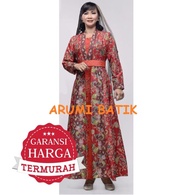Gamis Baju Muslim Long Syari Muslim Dress Batik 2253 Merah XL