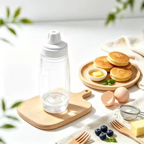 Easy Squeeze Bottle with Blender Ball Hand Cranked Batter Mixing Bottle Perfect for Cupcakes Pancake