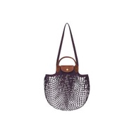 Longchamp Le Pliage Filet 紫色棉質鏤空網袋設計單肩包 潮流小眾[平行進口]