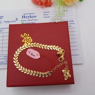 HeyKyo - Gelang Wanita dewasa Emas Muda 3.0 gram Free Box Cantik Gelang Model Rantai Padi Cabang Te