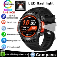 Outdoor Military Smart Watch Mens With LED lighting Bluetooth Call Smartwatch 3ATM IP68 Waterproof C