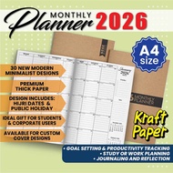 2026 Craft Card Planner Booklet 2026 | A4 SIZE | Kraft Card Cover Planner |  Diary/ Diari 2026 | Mon