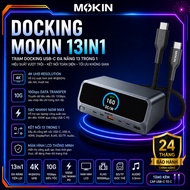 MOKiN 13-in-1 Docking Station 160W GaN Conversion Hub | LCD Smart Display | Dual HDMI | USB-C | PD 1