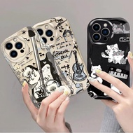 Cartoon Cat Music Shockproof Phone Case for OPPO A5 A9 2020 A72 A52 A73 A77 A77S 4G A78 A74 A79 A92S