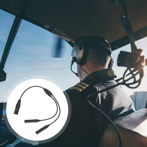 Aviation Headset Connector Black GA Twin Plugs To 5 Pin XLR Cable Universal for Aviation Communicati