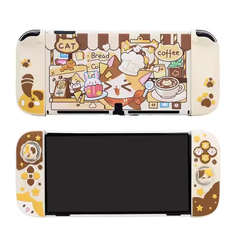 Protective Case compatible with Switch OLED - Hard Shell with Silicone Grip Covers Thumb Grip Caps ,