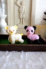 英國搪膠小熊熊貓公仔古老兒童娃娃玩具收藏擺設軟膠懷舊