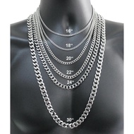 3/5/7/9/11mm Stainless Steel Silver Color Cuban Curb Chain Necklace Choker 16-30" for Men Wn Daily J