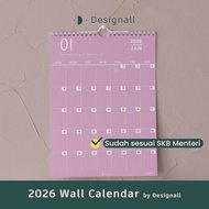 Designall Wall Calendar Aesthetic Desk Calendar 2026 A3+ Spiral YC