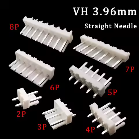 20Pcs VH3.96 Connector 3.96mm Pitch Male Plug Straight Needle Socket Pin Header 2/3/4/5/6/7/8Pin Ter