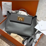 有購證✨✨ Hermes愛馬仕 mini 2424  0L積雨雲灰 金扣 evercolor皮 內拼swift皮 U刻 