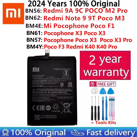 100% Original Replacement Battery For Xiaomi Mi Redmi Note 9 9T 9A 9C Pocophone Poco F1 F3 X3 POCO M