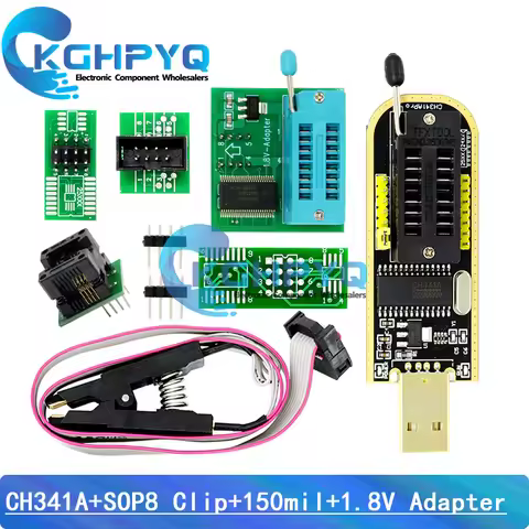 CH341A Programmer adapter+SOP8 clip+SOIC8 adapter with cable+1.8V adapter CH341A EEPROM Flash BIOS U