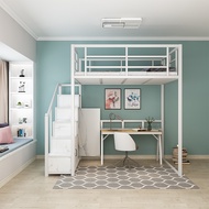 Loft loft bed elevated sheets upper duplex second floor bed apartment bed saves space small apartment high and low bed iron bed