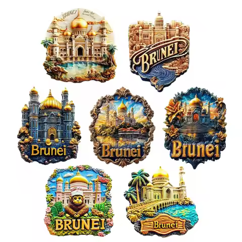 Asia Brunei Resin 3D Fridge Magnets Tourism Souvenir Refrigerator Sticker Handicraft Gift Decoration