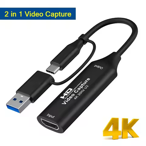 4K HDMI Video Capture Card 1080P HDMI to USB2.0/3.0 Type-C 2 in 1 Game Grabber Record Capture Device