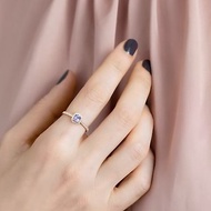 天然橢圓形紫色剛玉 微鑲鑽石 純 18K 金戒指 | 客製手工