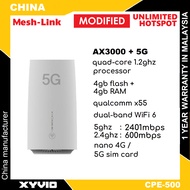 MESH-LINK CPE-500 AX3000 5G Modem Quad-Core 1.2Ghz + Qualcomm X55 4GB+4GB Modem Router ( lancomm / tplink deco x50-5g / yeacomm / digital iq / netcomm / 5g / suncomm )
