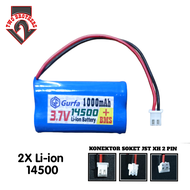 Baterai 2X 14500 3000mAh 37V BMS 1S 6A KONEKTOR JST XH 2 PIN
