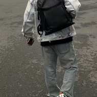 LOEWE Military黑色荔枝紋全皮 後背包 34*39  98新配件塵袋