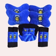 Bantal set mobil 2 IN 1 + 3 IN 1 football club Bola INTER sandaran kepala leher mobil murah warna bi