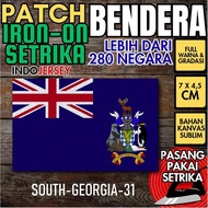 Indojersey Patch Flag SOUTH GEORGIA SOUTH Iron-On Canvas Sublimation Square Box 7 x 4.5 cm T-shirt J