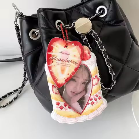 Girl Cartoon 3 Inch Strawberry Pendant Mini Album Photobooth ID Photo Storage Book Student Kpop Card