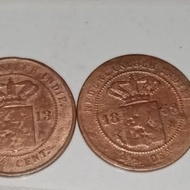 uang koin kuno jaman belanda thn1913 &amp; 1853 2 keping