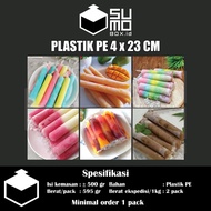 Plastik Es Lilin atau Es Pensil / Plastik PE ukuran 4x23 isi 500gr bening murah banyak