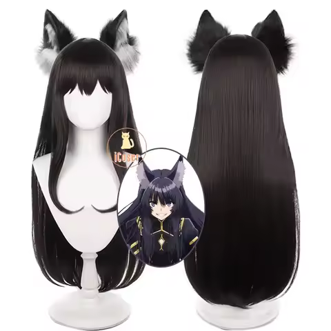 Anime The Eminence In Shadow Delta Cosplay Wig Sara Black Long Hair Shadow Garden Ear Headwear Hallo