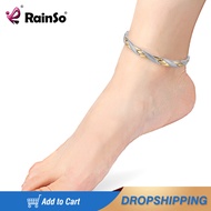 RainSo Trendy Stainless Steel celet Anklets for Women Magnetic Germanium Anklets for Arthritis Women