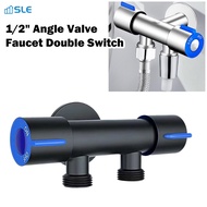 Stainless Steel Black Angle Valve 1/2 One Way Into Two Out SUS304 Control Multi-function Faucet