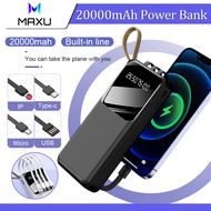 Latest 20000mAh Power Bank 4 In 1 Fast Charge Portable Charger with Cable Real Large Capacity Powerbank