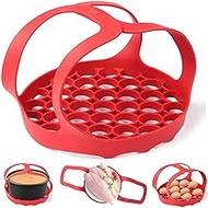 Pressure Cooker Sling Silicone Egg Rack Anti-scalding Bakeware Lifter Steamer Accessories for Instant Pot 6 Qt / 8Qt, Compatible with Other Brand Multi-Function Cookers (RED)