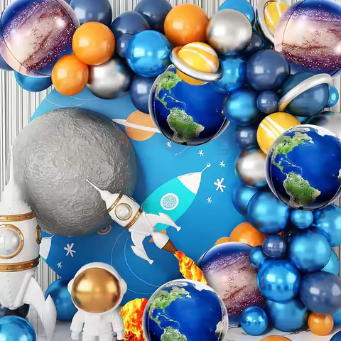 Space Birthday Party Decoration Foil Astronaut Rocket UFO Balloon Galaxy Planet Balloon for Kids Boy