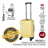 SAMEL 20" FGD 533 JAPANESES CONCEPT SHINPURUSA PREMIUM EXPANDABLE FRONT OPEN 100% PC LUGGAGE