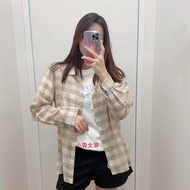 UNIQLO Japanese Womens Autumn And Winter Cotton Plaid Thin Shirt Casual Joker Plaid Long Sleeve Shir