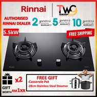 [Ready Stock, With 2 GIFT] Rinnai RB-92G 5.5Kw 2-Hyper Burner Gas Hob With Flexible Cut-out and Scho