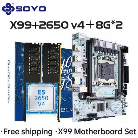 X99 Motherboard Set LGA 2011-3 Set Xeon E5 2650 V4 CPU 16G=8G*2 DDR4 REG ECC RAM Memory M.2 NAME For