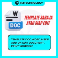 Template Surat/Invois/Resume Word & PDF | Boleh Edit & Cetak Sendiri | Add-On Edit