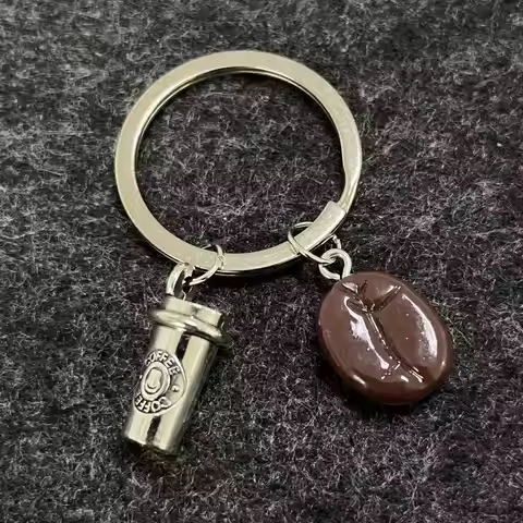 Coffee Bean Love Coffee Cup Barista Key Chain Coffee Lover Keyring Women Jewelry Accessories Pendant