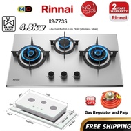 NEW Rinnai Stainless Steel Gas Hob / Gas Stove / Rinnai RB-773S / Rinnai Dapur / 3 Tungku Dapur / Co