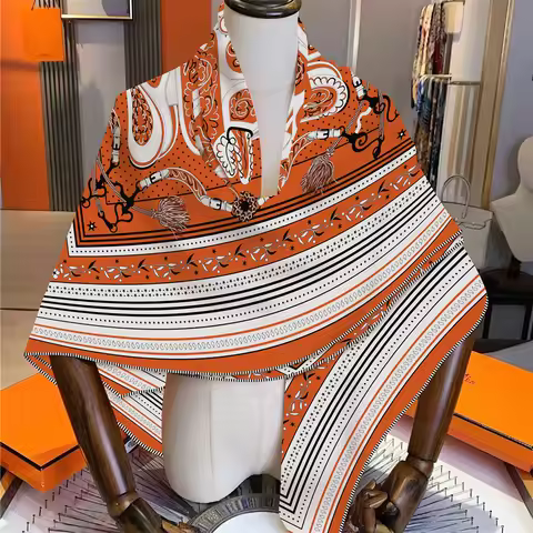 Silk Cashmere Scarf Women Cashew Print Shawls Warm Pashmina Square Scarves Wraps Brand Hijabs Big Ba