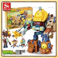 Genuine 5 in 1 plants vs zombies big robot toys set alloy model game mecha fusion robot plant zombie