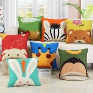 Cartoon Animal Prined Cotton Linen Sofa Seat Cushion Cover 45x45cm