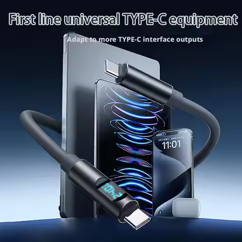 USB 3.1 Cable With LED Digital Display 240W PD3.1 Fast Charging 80Gbps Data Transfer Dual 8K Display